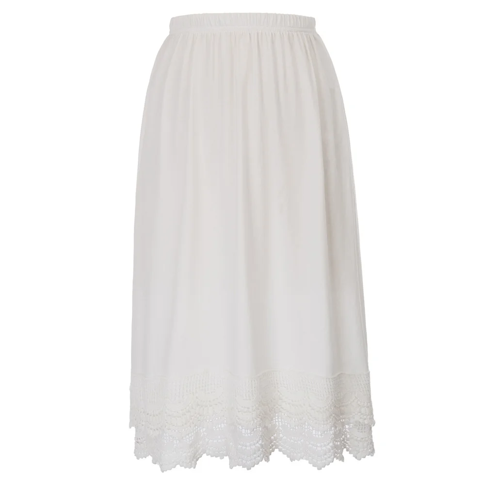 Grace Karin Women's Skirts Comfortable Elastic Waist Lace Trim Cotton Skirt Extender Summer Elegant Knee Length Lady Petticoat Grace Karin Women's Skirts Comfortable Elastic Waist Lace Trim Cotton Skirt Extender Summer Elegant Knee Length Lady Petticoat