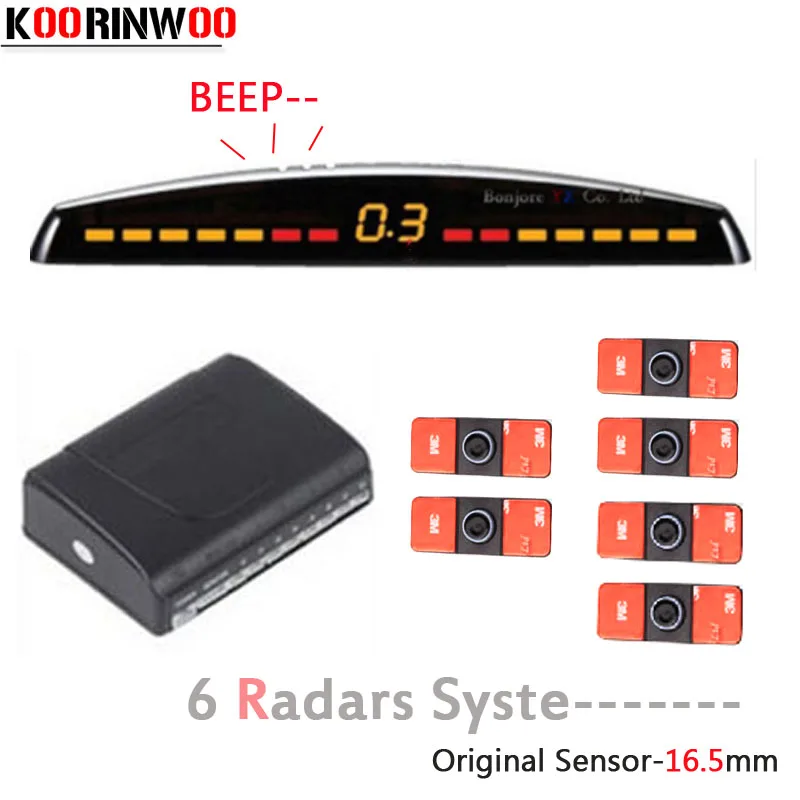 

Koorinwoo LCD Monitor Colorful Car Parking Sensor 6 Radars 2 Front 4 Back Probes Parktronic System Auto detector Assist Jalousie