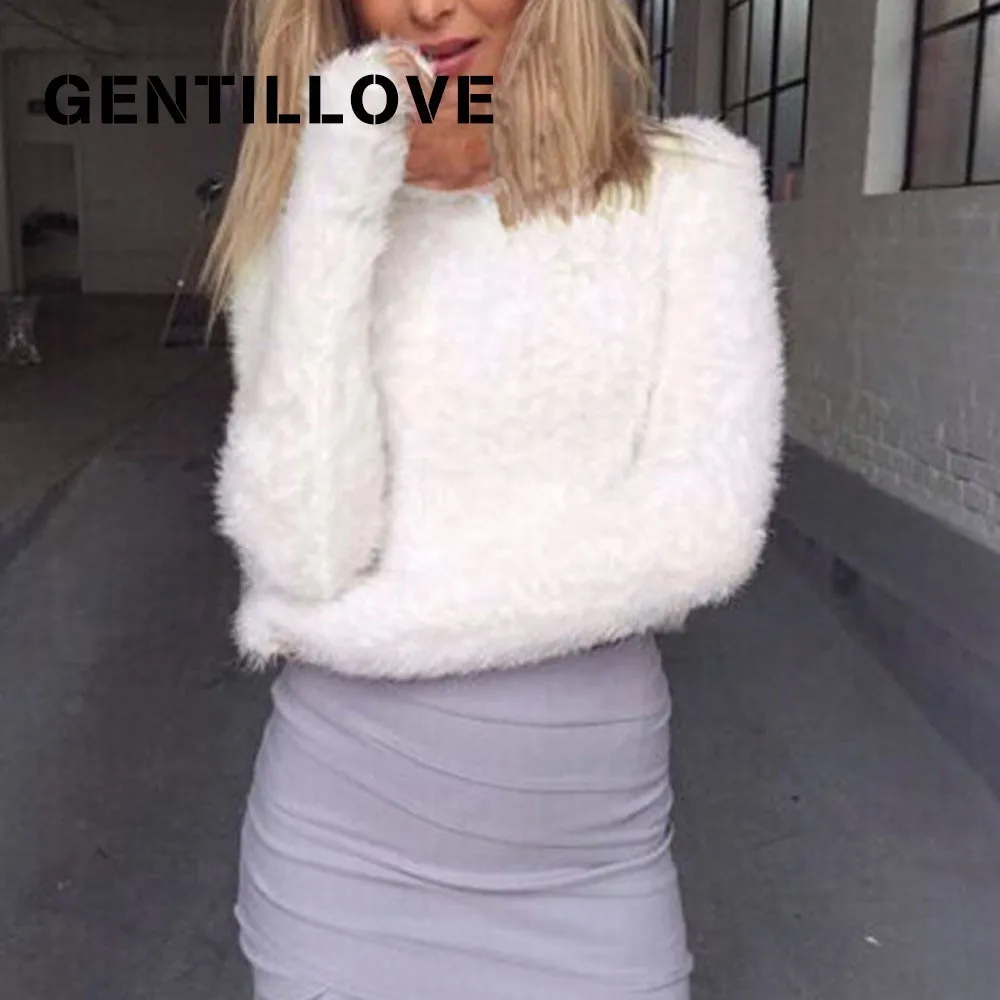 Gentillove Autumn and Winter Women Wool Cropped Jumpers Fluffy Mohair Sweater Mujer Pullover Sweaters Crop Top Black Pink
Gentillove Autumn and Winter Women Wool Cropped Jumpers Fluffy Mohair Sweater Mujer Pullover Sweaters Crop Top Black Pink