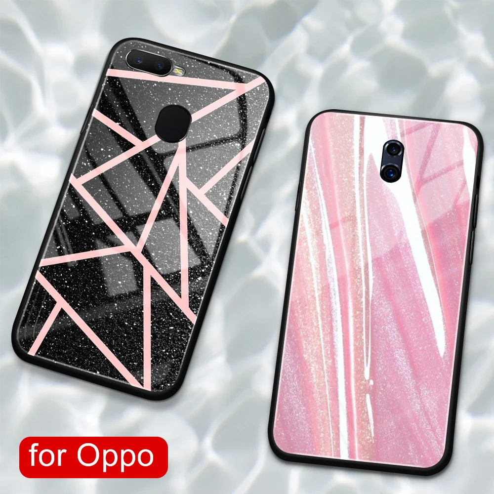 Для Oppo R15x чехол стеклянный задний Чехол под мрамор для R9 R9S R11 R11S Plus R17 R15 F9 Pro Find X A7X