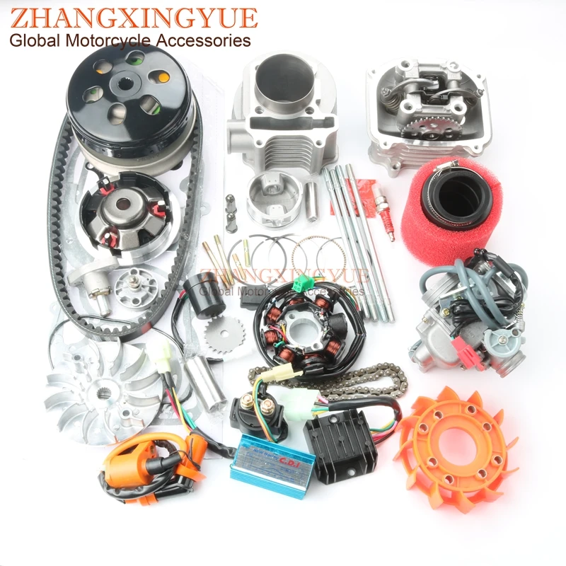 Scooter 58.5mm NON Egr Cylinder Head Big Bore Kit A9 camshaft 42mm air filter for GY6 125cc 150cc upgrade 155cc 152QMI 157QMJ 4T
Scooter 58.5mm NON Egr Cylinder Head Big Bore Kit A9 camshaft 42mm air filter for GY6 125cc 150cc upgrade 155cc 152QMI 157QMJ 4T
