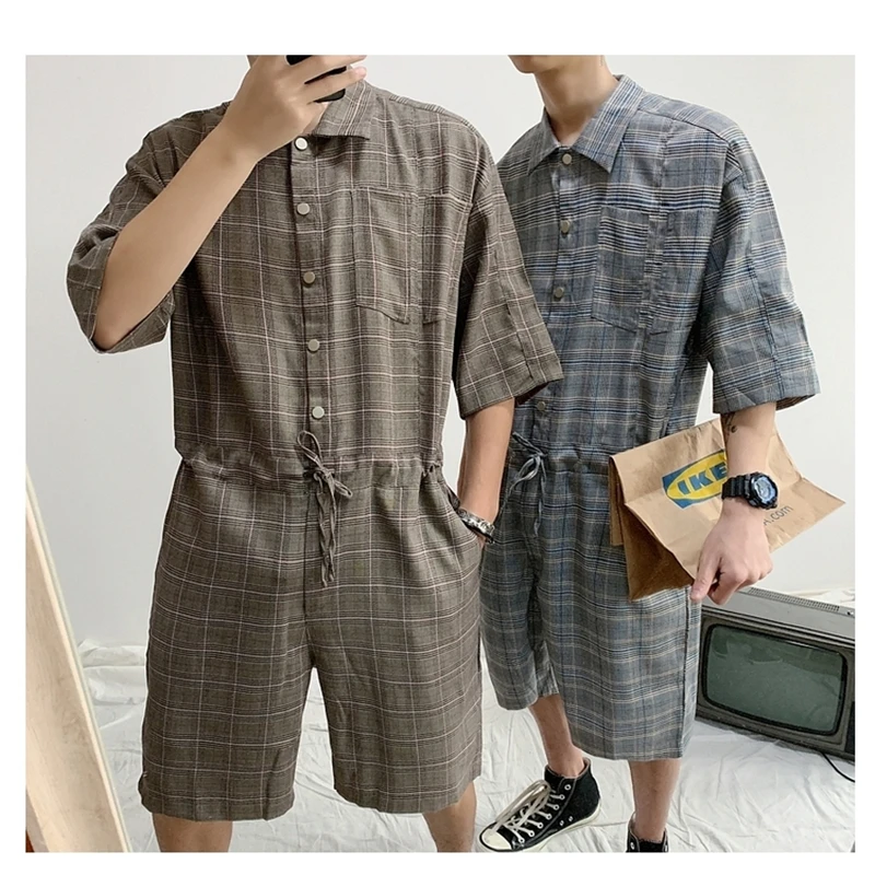 PADEGAO Brand Summer 2019 Loose style casual men's one-piece shorts and short sleeves with belt one-piece suit
PADEGAO Brand Summer 2019 Loose style casual men's one-piece shorts and short sleeves with belt one-piece suit