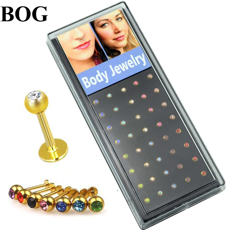 BOG-40 Pieces CZ Gem Anodized Gold Labret Lip Stud Ear Tragus Monroe Cartilage Helix Piercing Lip Ring Body Jewelry
BOG-40 Pieces CZ Gem Anodized Gold Labret Lip Stud Ear Tragus Monroe Cartilage Helix Piercing Lip Ring Body Jewelry