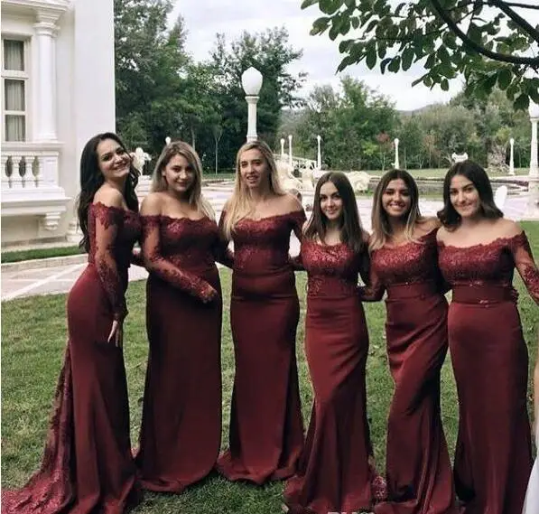 2019 Lace Appliques Country Illusion Off Shoulder Bridesmaids Dresses Long Sleeves Beading Wedding Guest Gowns Honor Of Maid
2019 Lace Appliques Country Illusion Off Shoulder Bridesmaids Dresses Long Sleeves Beading Wedding Guest Gowns Honor Of Maid