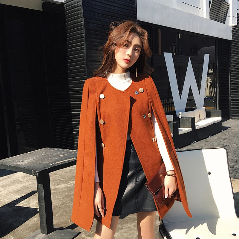 Elegant O-neck Winter Cape Coat Women Long sleeve Outerwear Double Breasted Blends Coat 2018 Autumn Streetwear Cloak Overcoat
Elegant O-neck Winter Cape Coat Women Long sleeve Outerwear Double Breasted Blends Coat 2018 Autumn Streetwear Cloak Overcoat