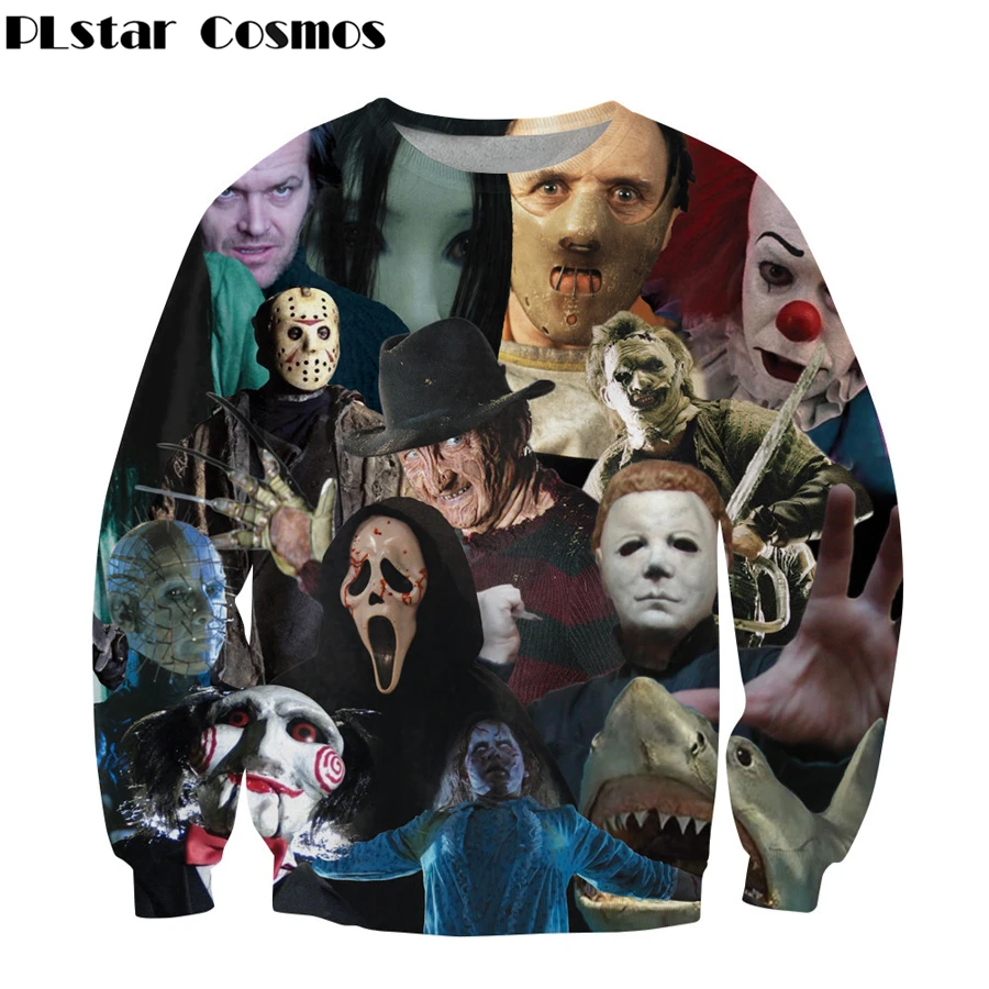 Harajuku style Sweatshirt Horror Movie Killer Role 3d Print Creative Pattern Pullover 2018 New Fashion Men/Women Long sleeved
Harajuku style Sweatshirt Horror Movie Killer Role 3d Print Creative Pattern Pullover 2018 New Fashion Men/Women Long sleeved