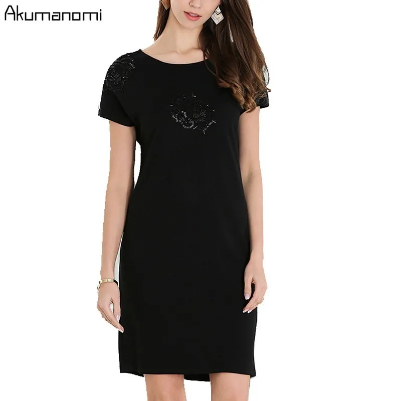 Summer Dress Women Clothing O-neck Short Sleeve Beading Flowers Black Dress Office Lady Brief Plus Size 5XL 4XL 3XL 2XL XL L M
Summer Dress Women Clothing O-neck Short Sleeve Beading Flowers Black Dress Office Lady Brief Plus Size 5XL 4XL 3XL 2XL XL L M
