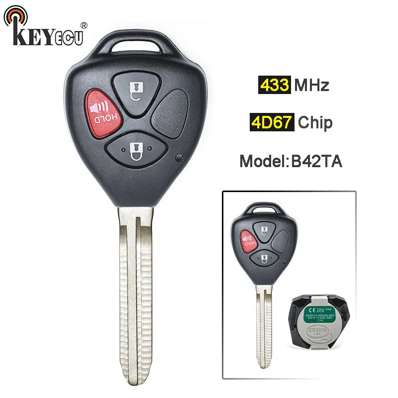 KEYECU Model: B42TA 433MHz 4D67 Chip Genuine Replacement 3 Button Remote Key Fob TOY43 for Toyota Hilux 4Runner Fortuner
KEYECU Model: B42TA 433MHz 4D67 Chip Genuine Replacement 3 Button Remote Key Fob TOY43 for Toyota Hilux 4Runner Fortuner
