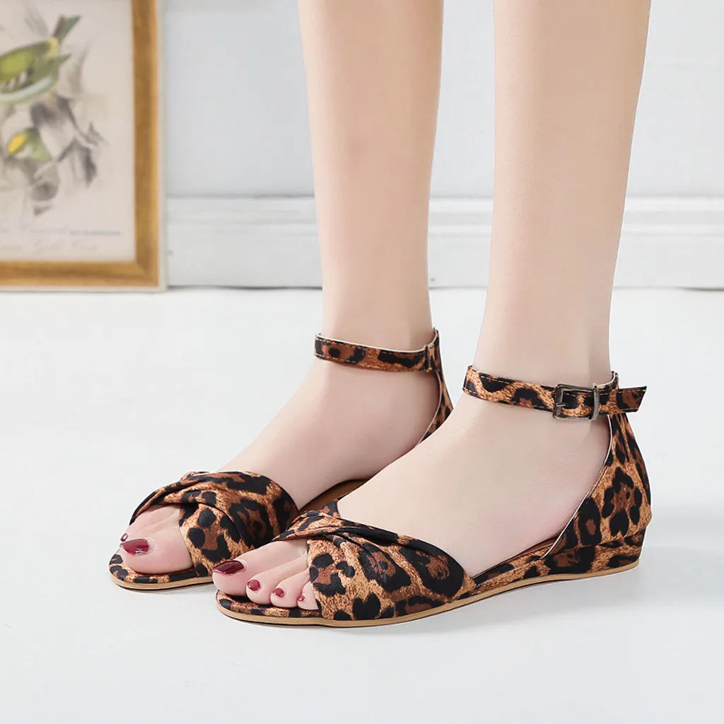 KLV Women Luxury Leopard Sandals Shoes Summer Bow Buckle Strap Open Toe Beach Breathable Sandals Rome Shoes Sandalias Mujer 2019
KLV Women Luxury Leopard Sandals Shoes Summer Bow Buckle Strap Open Toe Beach Breathable Sandals Rome Shoes Sandalias Mujer 2019