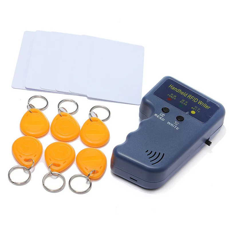 NEW RFID 125KHz EM4100 ID Card Copier Writer Duplicator with 6 Pcs Writable Tags Keyfobs + 6 Pcs Writable Cards
NEW RFID 125KHz EM4100 ID Card Copier Writer Duplicator with 6 Pcs Writable Tags Keyfobs + 6 Pcs Writable Cards