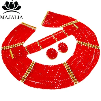 Majalia Fashion Women African Custome Jewelry Set Red brown gold ab Nigerian Beads Wedding Party Jewelry Sets 10RCH0012
Majalia Fashion Women African Custome Jewelry Set Red brown gold ab Nigerian Beads Wedding Party Jewelry Sets 10RCH0012
