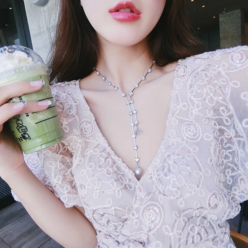 Korea New Necklace Rhinestone Tassel Pendants Chain With Simulated Pearl Choker Collar Women Summer Jewelry Gifts
Korea New Necklace Rhinestone Tassel Pendants Chain With Simulated Pearl Choker Collar Women Summer Jewelry Gifts
