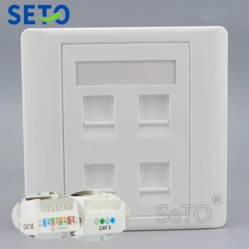 

SeTo 86 Type Three Ports Network Lan RJ45 Cat5e + RJ11 Cat3 Tel Wall Plate Socket Keystone Faceplate