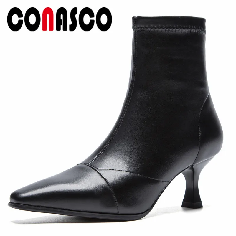 CONASCO Brand Design Women Ankle Boots Genuine Leather High Heels Shoes Woman Concise Elegant Office Lady Quality Martin Boots
CONASCO Brand Design Women Ankle Boots Genuine Leather High Heels Shoes Woman Concise Elegant Office Lady Quality Martin Boots