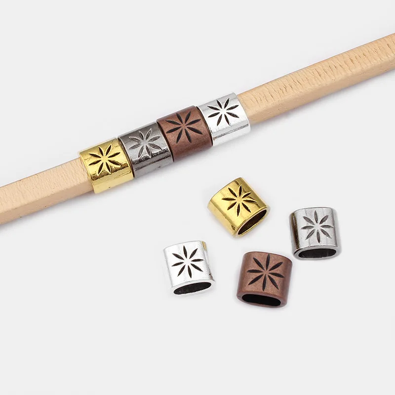 10pcs Antique Copper/Silver Sunflower Leaf Beads Slider Spacers For 10x6mm Licorice Leather Cord Bracelet Findings Making
10pcs Antique Copper/Silver Sunflower Leaf Beads Slider Spacers For 10x6mm Licorice Leather Cord Bracelet Findings Making