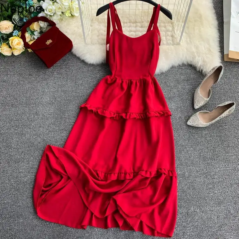 Neploe Fresh High Waist Summer 2019 Women Dress Solid Camis Vestidos Korean V-Neck Sleeveless Mid-Calf Length Dresses 43095
Neploe Fresh High Waist Summer 2019 Women Dress Solid Camis Vestidos Korean V-Neck Sleeveless Mid-Calf Length Dresses 43095