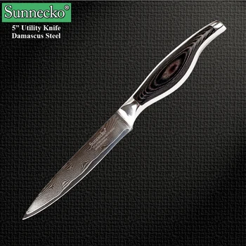Sunnecko 5'' Utility Knife Damascus VG10 Steel Razor Sharp Knife Multi-purpose Kitchen Knives Pakka Wood Handle Cutter Tools
Sunnecko 5'' Utility Knife Damascus VG10 Steel Razor Sharp Knife Multi-purpose Kitchen Knives Pakka Wood Handle Cutter Tools