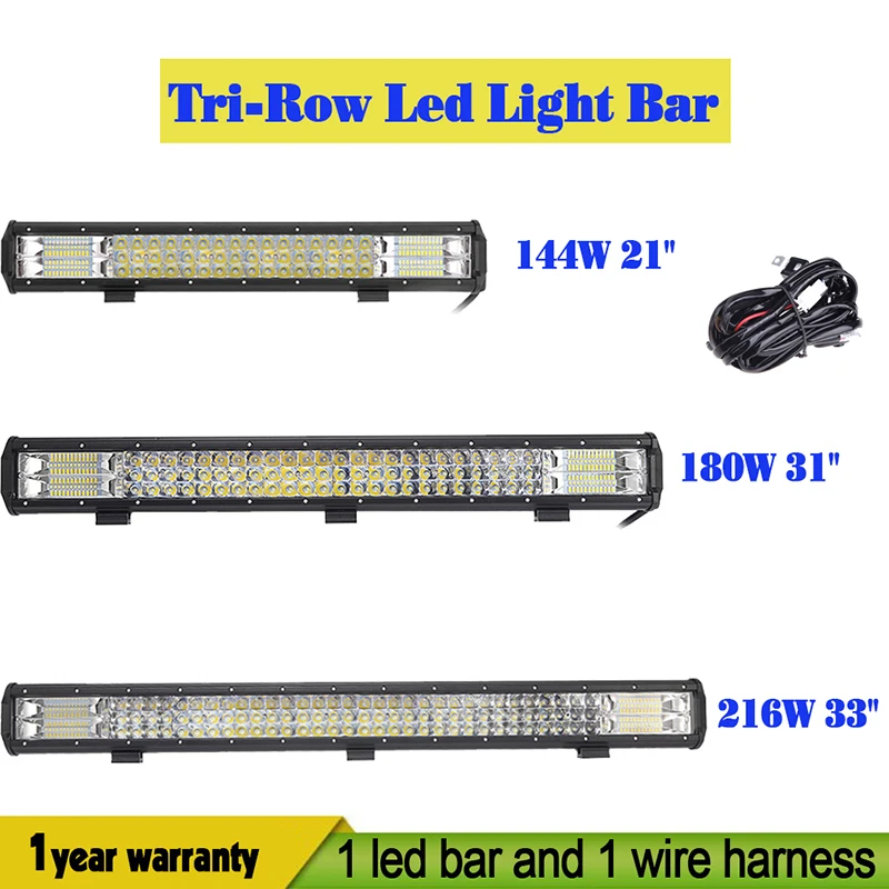 Tri-Row 3 Rows Led Light Bar 21" 31" 33inch Driving Work LigHT Bar Offroad Spot Flood Combo Working Light Off Road Led Bar 12v
Tri-Row 3 Rows Led Light Bar 21" 31" 33inch Driving Work LigHT Bar Offroad Spot Flood Combo Working Light Off Road Led Bar 12v