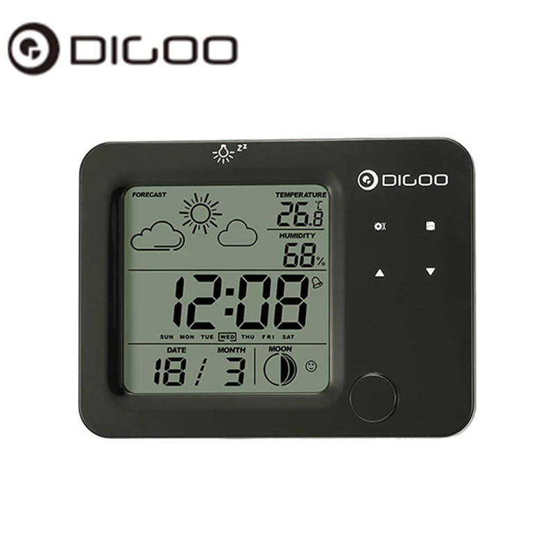 Digoo DG-C5 C5 Wireless Touch Sensor Weather Forecast Station Blue Backlit Hygrometer Thermometer LED Alarm Clock
Digoo DG-C5 C5 Wireless Touch Sensor Weather Forecast Station Blue Backlit Hygrometer Thermometer LED Alarm Clock