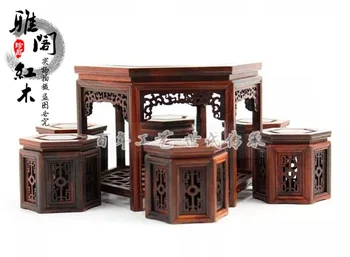 Factory direct mahogany furniture miniature ornaments Rosewood hexagonal tables set model small table stool
Factory direct mahogany furniture miniature ornaments Rosewood hexagonal tables set model small table stool