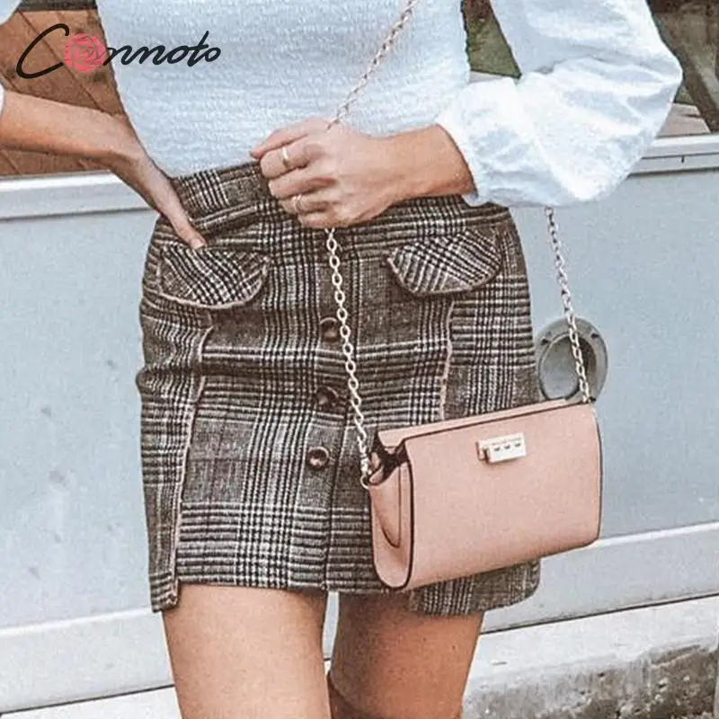 Conmoto Autumn Winter 2019 High Waist Skirt Women Button Casual Plaid Short Female Skirts Bodycon Mini Skirt
Conmoto Autumn Winter 2019 High Waist Skirt Women Button Casual Plaid Short Female Skirts Bodycon Mini Skirt