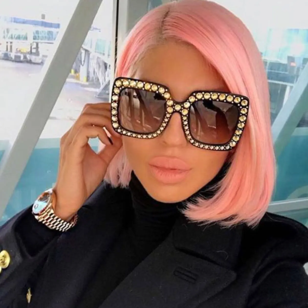 CCSPACE Crystal Rim Women Sunglasses Glitter Square Ladies Retro Brand Desginer Fashion Female Shades 45321
CCSPACE Crystal Rim Women Sunglasses Glitter Square Ladies Retro Brand Desginer Fashion Female Shades 45321