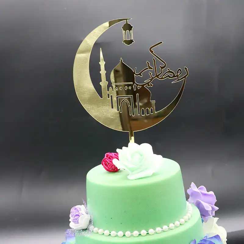 جديد رمضان أكريليك كعكة توبر عيد مبارك الذهب قطاعات الكيك للحج مبارك كعكة زينة عيد مسلم الخبز استحمام الطفل-في لوازم تزيين الكيك من المنزل والحديقة على AliExpress