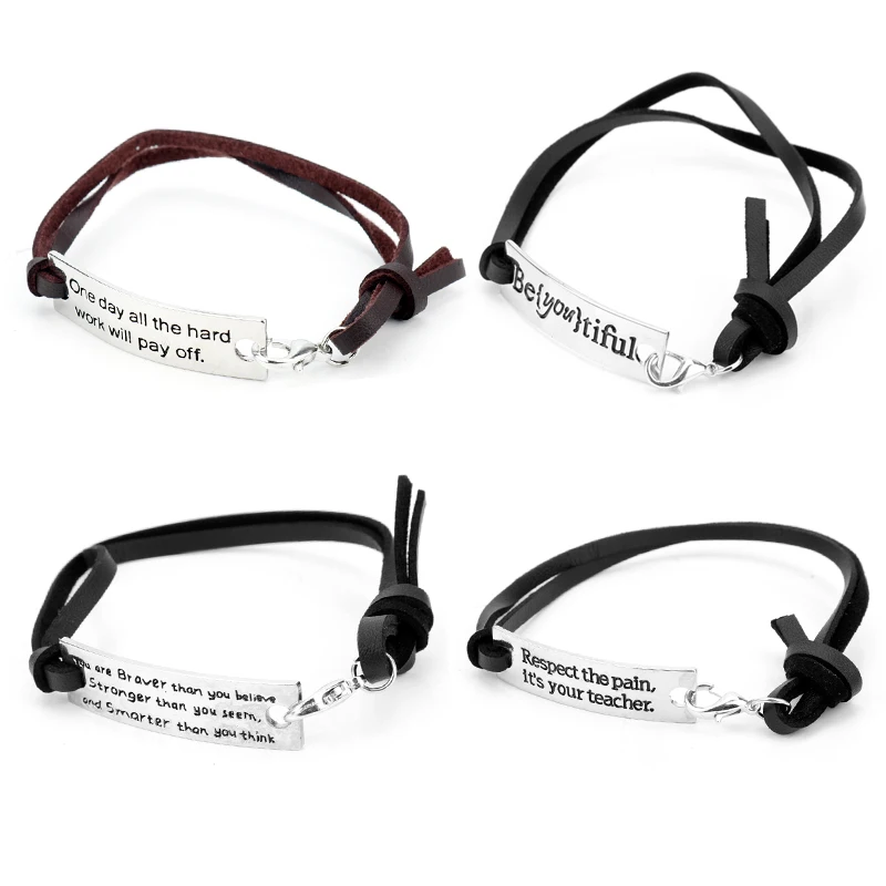New Design Jewelry Encourage Inspirational"You are braver than you believe"Letter Leather Bracelets Daughter Children Women Gift
New Design Jewelry Encourage Inspirational"You are braver than you believe"Letter Leather Bracelets Daughter Children Women Gift