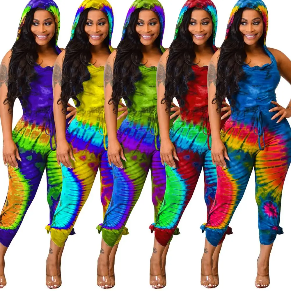 Newcoming Tie-dyed Printing Hooded Jumpsuits Rompers for Nightclub Sexy Backless Sleeveless Skinny Jumpsuits Party Pants
Newcoming Tie-dyed Printing Hooded Jumpsuits Rompers for Nightclub Sexy Backless Sleeveless Skinny Jumpsuits Party Pants