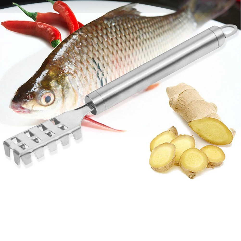 

2pcs Stainless Steel Practical Skin Fish Shaver Cleaning Tool Brush Scales Scraper Peeler Remover Durable Kitchenware