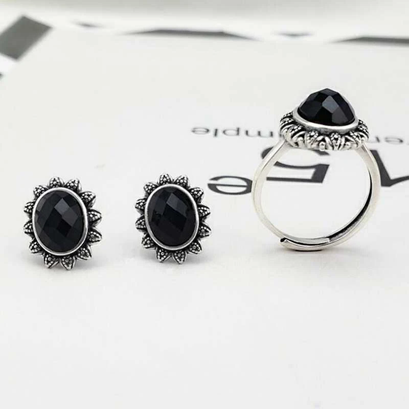 Ruifan Oval Natural Black Agate Gemstone Earrings/Ring Sets Fashion 925 Sterling Silver Women Wedding Party Jewelry Set YJS035
Ruifan Oval Natural Black Agate Gemstone Earrings/Ring Sets Fashion 925 Sterling Silver Women Wedding Party Jewelry Set YJS035