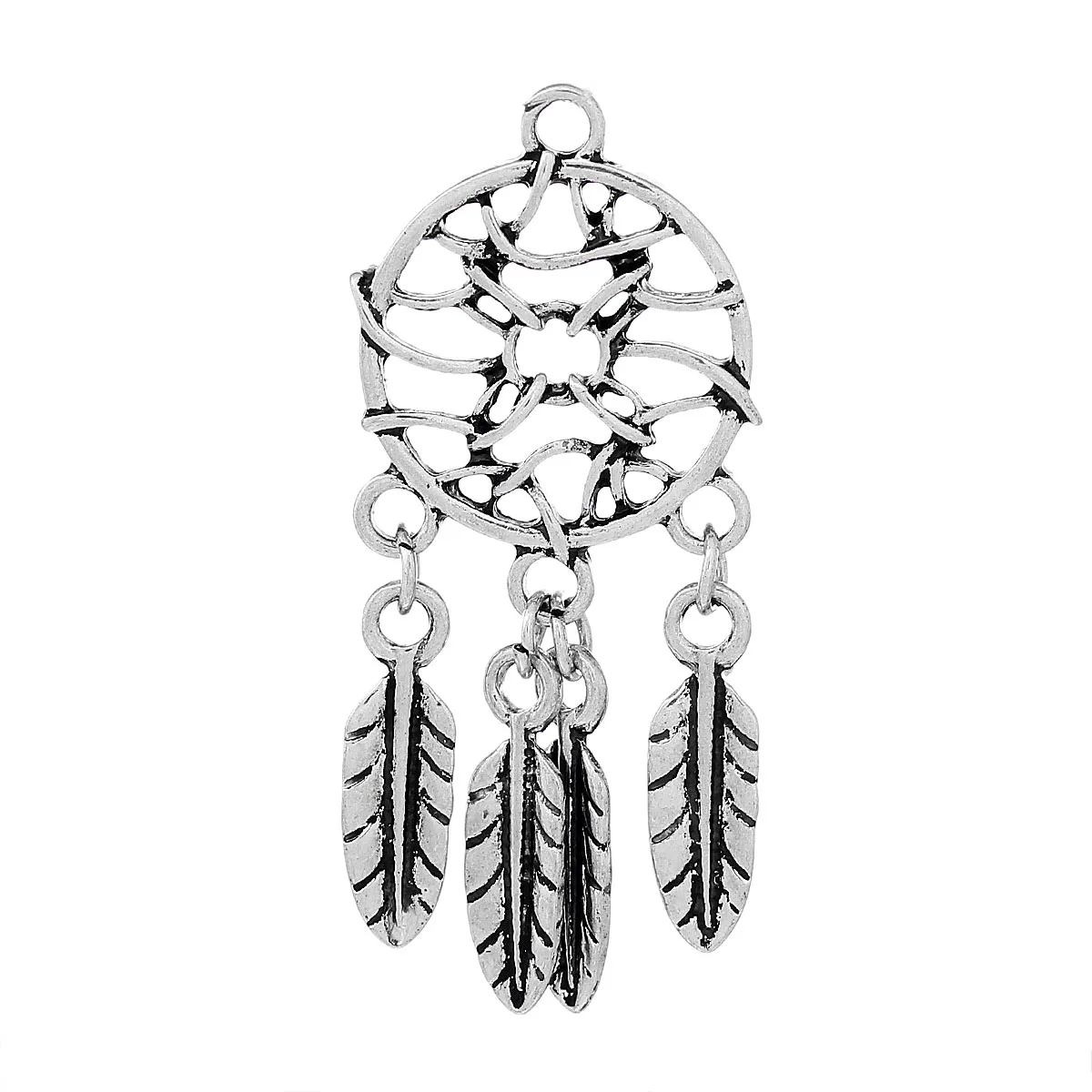 Doreen Box Charm Pendants Feather Dream Catcher Antique Silver Hollow 46mm(1 6/8")x 21mm(7/8"),10 PCs 2015 new
Doreen Box Charm Pendants Feather Dream Catcher Antique Silver Hollow 46mm(1 6/8")x 21mm(7/8"),10 PCs 2015 new