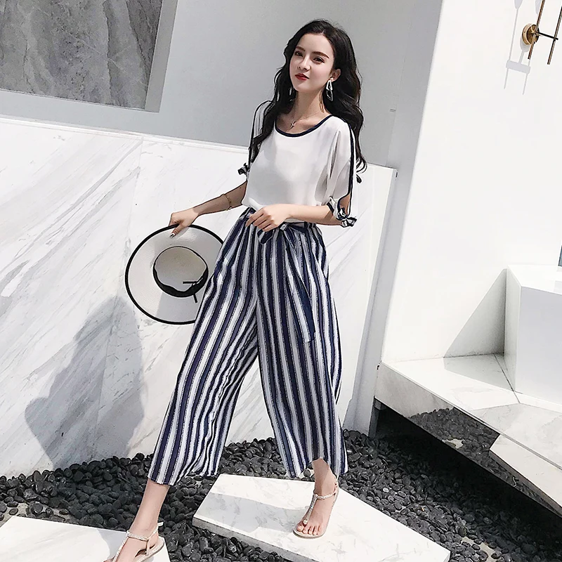 Women Set New 2019 Summer Chiffon Blouse + Loose Wide Leg Pants Suits Woman Two Piece Set Beach Office Lady Twinset 2019 Clothes
Women Set New 2019 Summer Chiffon Blouse + Loose Wide Leg Pants Suits Woman Two Piece Set Beach Office Lady Twinset 2019 Clothes
