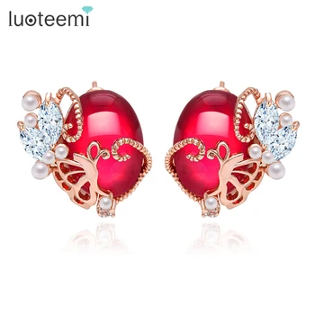 LUOTEEMI Rose Gold-Color Unique Garnet Rose Red&Royal Blue 3 Options Imitation Pearl CZ Stud Earrings for Women Vintage Jewelry
LUOTEEMI Rose Gold-Color Unique Garnet Rose Red&Royal Blue 3 Options Imitation Pearl CZ Stud Earrings for Women Vintage Jewelry