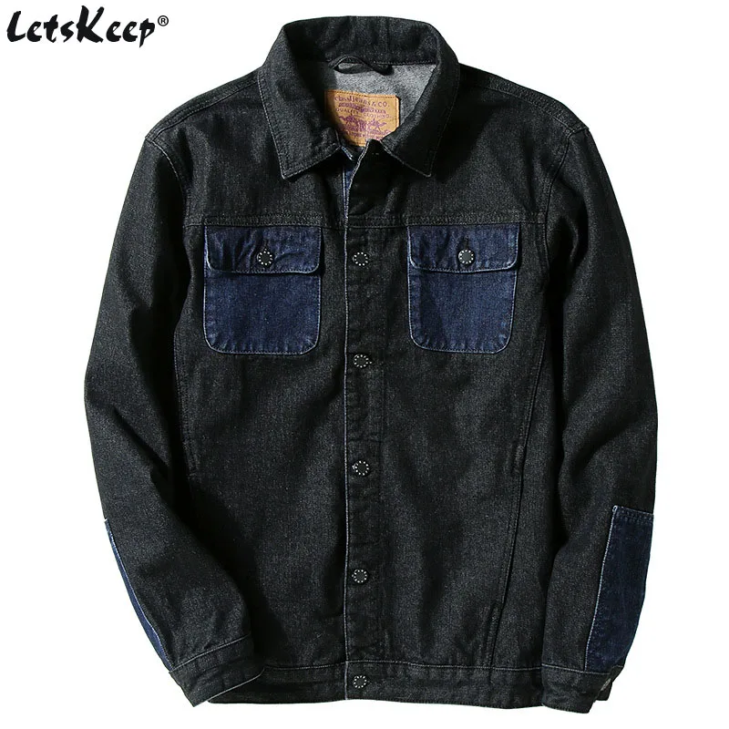 2019 LetsKeep Black Denim jeans jacket men outwear patchwork jackets cowboy Turn-Down Collar Spring jackets coat Big size, MA555
2019 LetsKeep Black Denim jeans jacket men outwear patchwork jackets cowboy Turn-Down Collar Spring jackets coat Big size, MA555