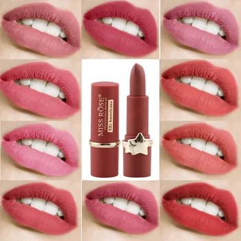 Miss Rose 12 Colors Matte Lipstick Waterproof Makeup Long Lasting Lipstick Star Shape Mate Batom Nude Lip Cosmetic Maquillajes
Miss Rose 12 Colors Matte Lipstick Waterproof Makeup Long Lasting Lipstick Star Shape Mate Batom Nude Lip Cosmetic Maquillajes