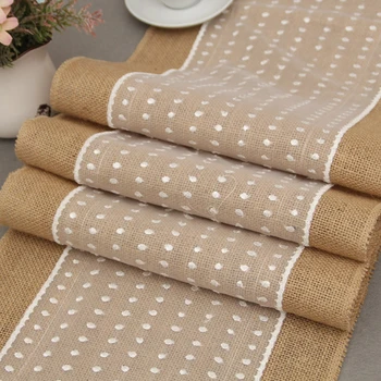European Style White dot Lace Linen Table Cloth Burlap Lace Hessian Table Runner
European Style White dot Lace Linen Table Cloth Burlap Lace Hessian Table Runner