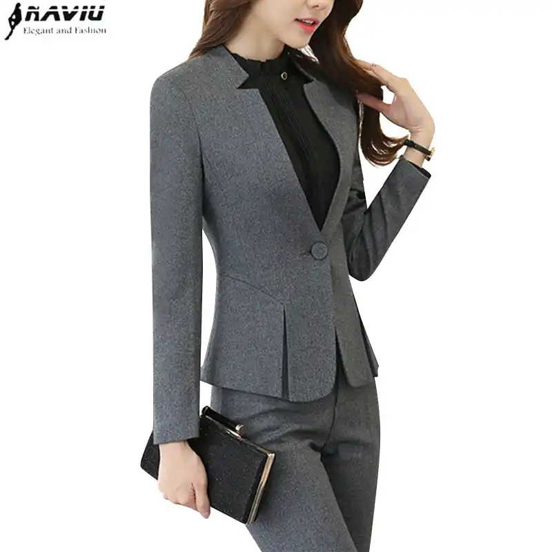 plus size gray pants suit