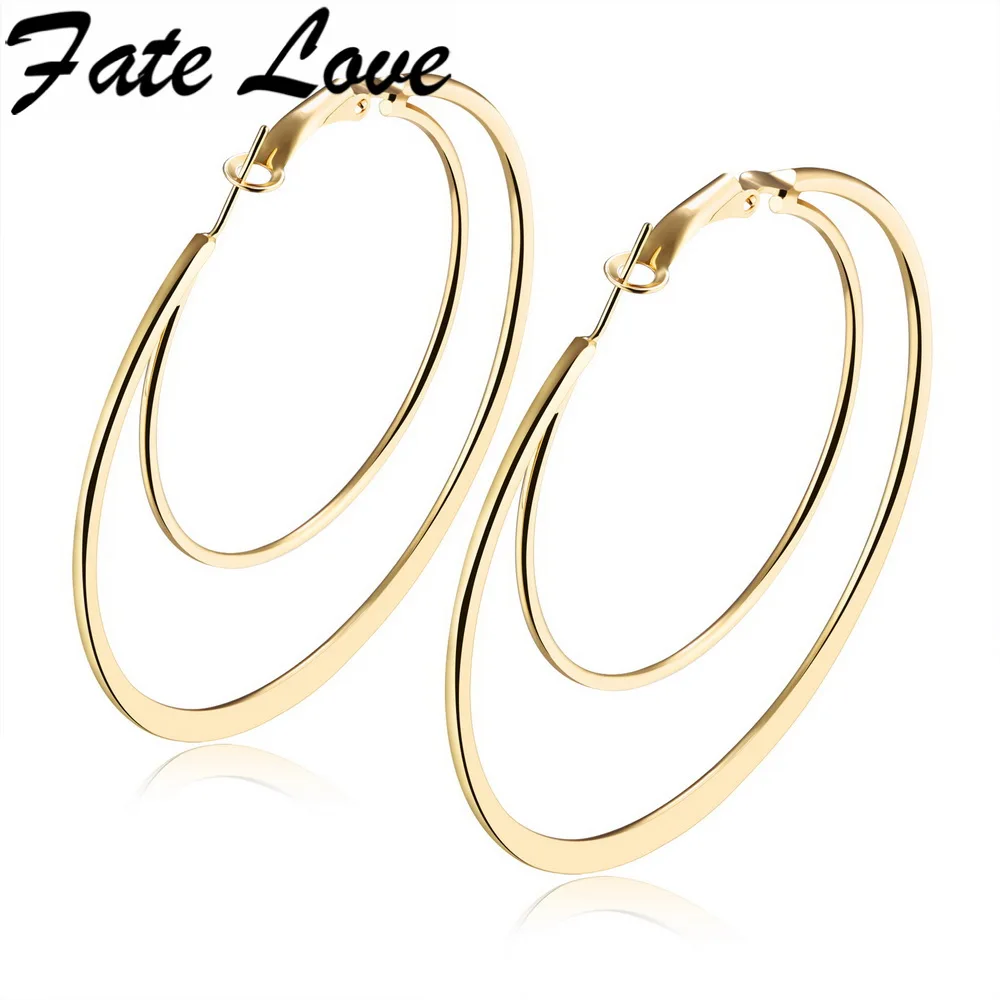 Fate Love Extravagant Double Circle Flat Big Hoop Earrings With S/M/L/XL Size Gold White Color Earring Woman Party Jewelry FL676
Fate Love Extravagant Double Circle Flat Big Hoop Earrings With S/M/L/XL Size Gold White Color Earring Woman Party Jewelry FL676