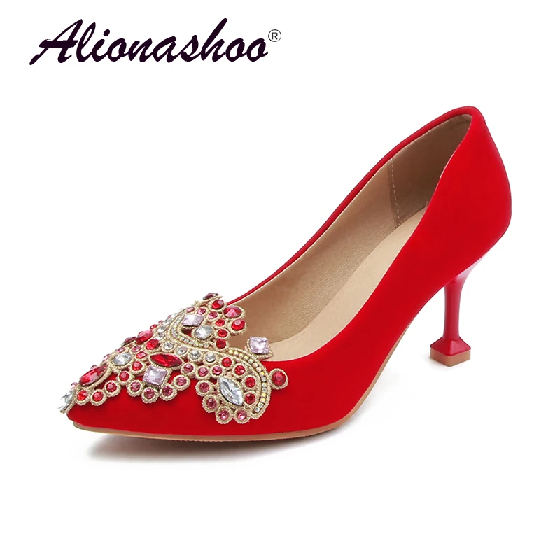 Dress Women Shoes Elegant Women Shoes In Thin High Heel Plus Size 34-48 Shallow Black Red Flock PU Leather Pointed Toe Shoes
Dress Women Shoes Elegant Women Shoes In Thin High Heel Plus Size 34-48 Shallow Black Red Flock PU Leather Pointed Toe Shoes