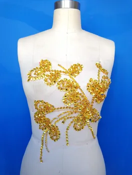 zbroh New pure handmade trim sew on rhinestones applique Golden crystals patches 29*23cm for dress DIY Manual accessories
zbroh New pure handmade trim sew on rhinestones applique Golden crystals patches 29*23cm for dress DIY Manual accessories