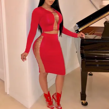 Round Collar Long Sleeve 2 -piece Sets Women Crop Patchwork Top Pencil Rock Ladies Elegant Sexy Ol Style Two Piece
Round Collar Long Sleeve 2 -piece Sets Women Crop Patchwork Top Pencil Rock Ladies Elegant Sexy Ol Style Two Piece