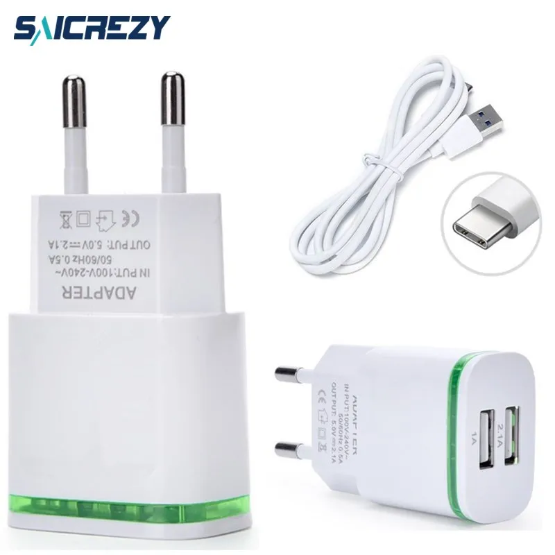 2 Ports LED Light USB Charger 5V 2.1A Adapter TYPE-C USB USB for huawei p20 samsung s8 s9 plus Xiaomi Redmi Note 3 4 4X 5 pro
2 Ports LED Light USB Charger 5V 2.1A Adapter TYPE-C USB USB for huawei p20 samsung s8 s9 plus Xiaomi Redmi Note 3 4 4X 5 pro