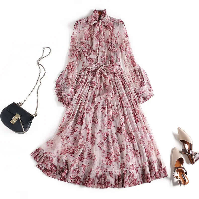 New 2019 spring summer runway brand chiffon dress vintage rose floral print pleated ruffles bow collar long sleeve sexy dresses
New 2019 spring summer runway brand chiffon dress vintage rose floral print pleated ruffles bow collar long sleeve sexy dresses