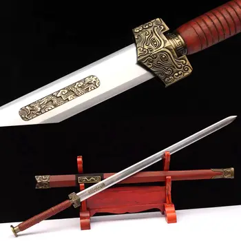 Chinese LongQuan Handmade Redwood Saya Han Dynasty WuShu Battle Sword Jian Edge Sharp High Carbon Steel Dragon Blade
Chinese LongQuan Handmade Redwood Saya Han Dynasty WuShu Battle Sword Jian Edge Sharp High Carbon Steel Dragon Blade