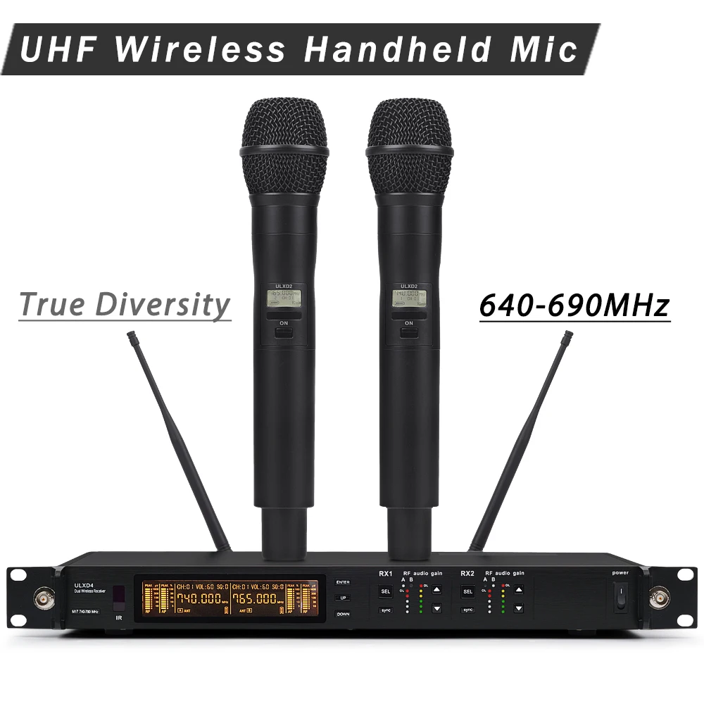 Shockproof Design !! True Diversity !! Professional ULXD ULXD4 Style UHF Wireless Microphone System with Dual ULXD2 Handheld Mic
Shockproof Design !! True Diversity !! Professional ULXD ULXD4 Style UHF Wireless Microphone System with Dual ULXD2 Handheld Mic