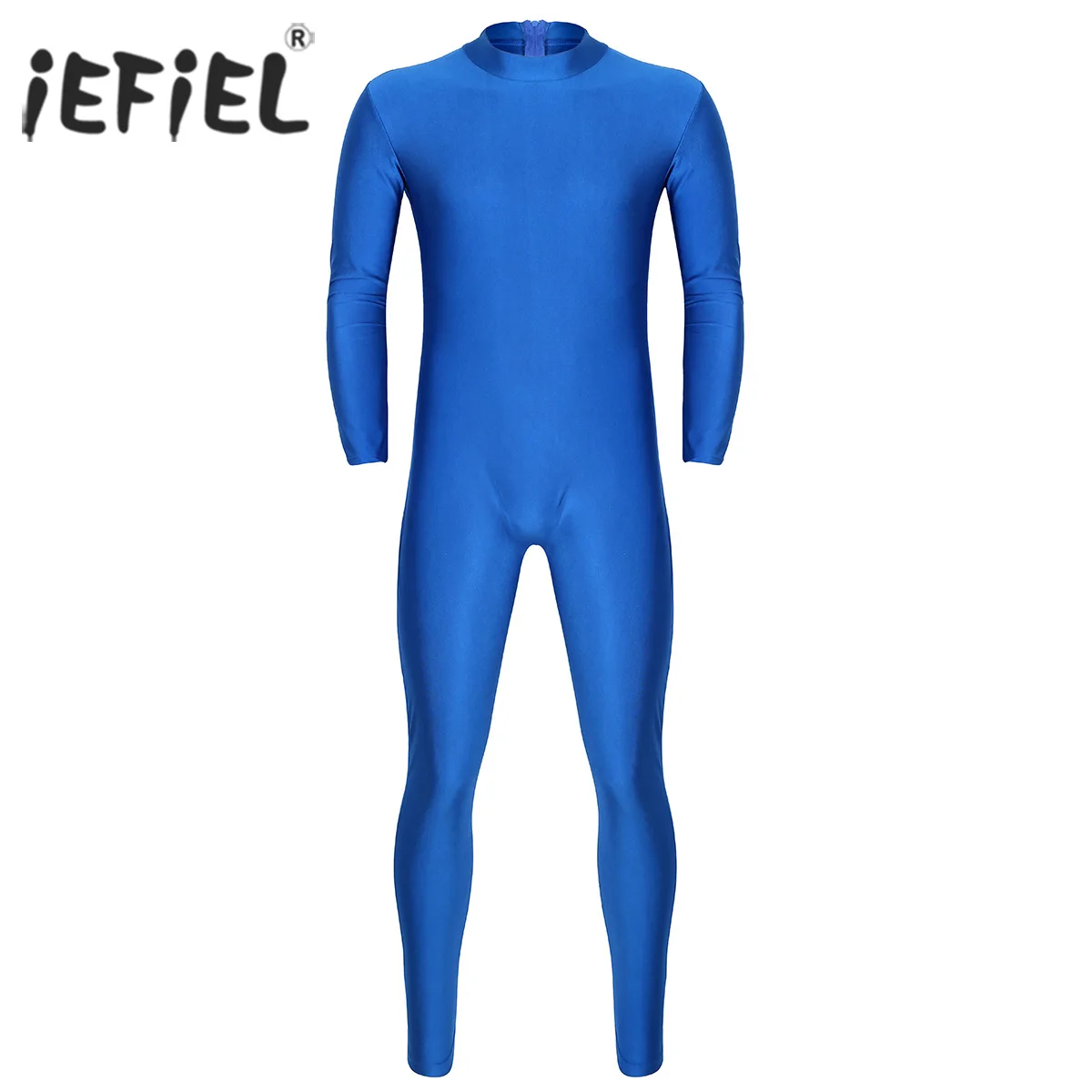 

Mens Adults Well Fit One Piece Mock Neck Clubwear Catsuit Skin-Tight Solid Color Unitard Bodysuit Gymnastics Leotard Dancewear