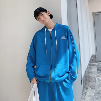 2019 Autumn New Korean Men's Japanese Cotton Loose Large Size Striped Hooded Embroidery Couple Solid Color Casual Sports Suit
2019 Autumn New Korean Men's Japanese Cotton Loose Large Size Striped Hooded Embroidery Couple Solid Color Casual Sports Suit