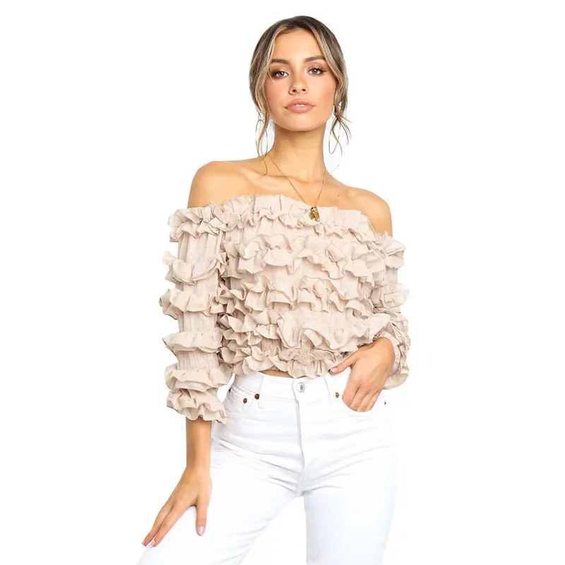 women stylish off shoulder ruffle crop top long sleeve shirts casual female sweet chic blouse blusas
women stylish off shoulder ruffle crop top long sleeve shirts casual female sweet chic blouse blusas