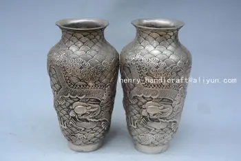Very rare Qing Dynasty (QianLong1711-1799) silver Dragon vase,A pair,Decoration
Very rare Qing Dynasty (QianLong1711-1799) silver Dragon vase,A pair,Decoration